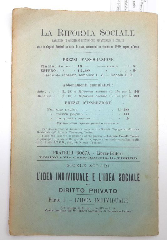 La riforma sociale Achille Necco I prezzi delle merci in … | Immagine Gallery 6