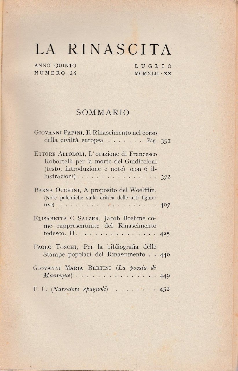 La Rinascita Dir. Giovanni Papini Firenze Anno V LUGLIO 1942 …