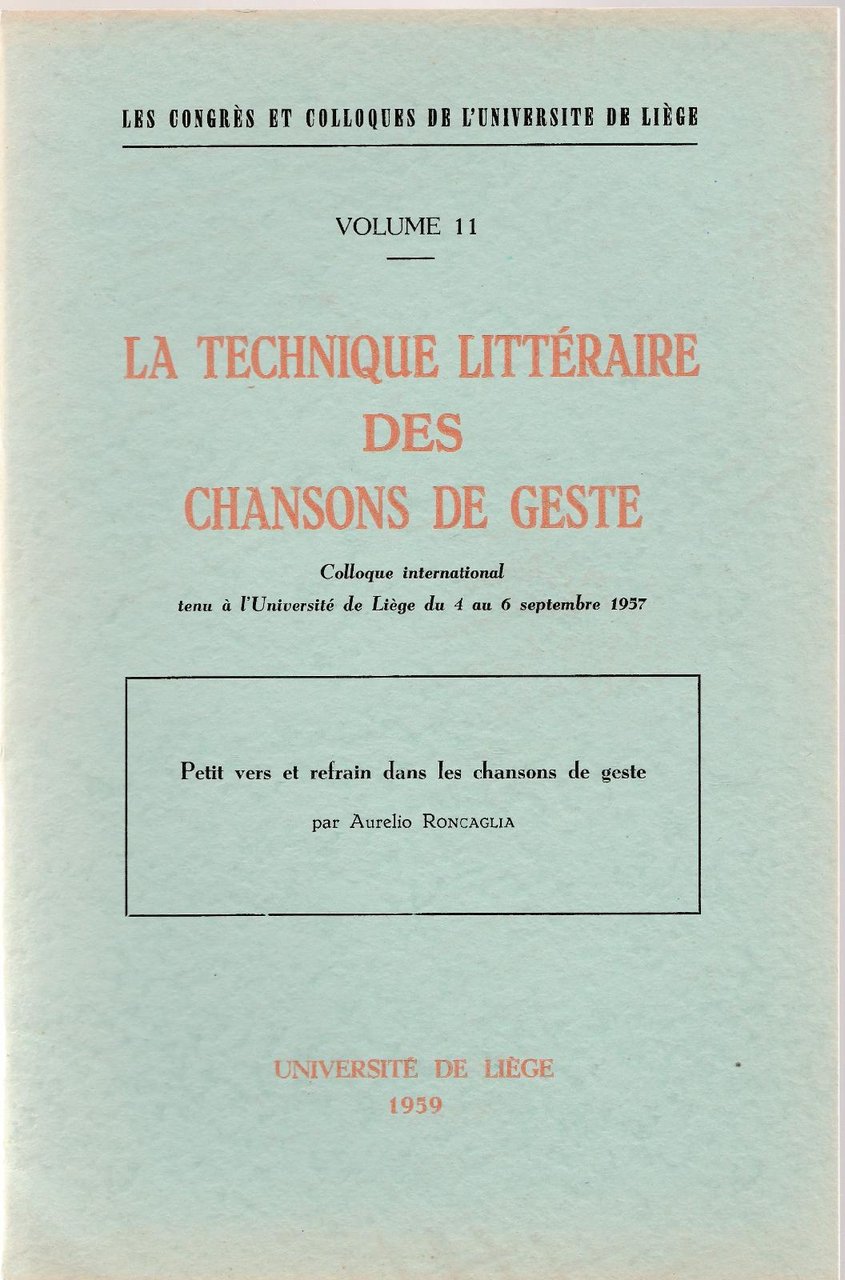 La Technique LittÇraire Des Chansons De Geste Universitä De Liege …