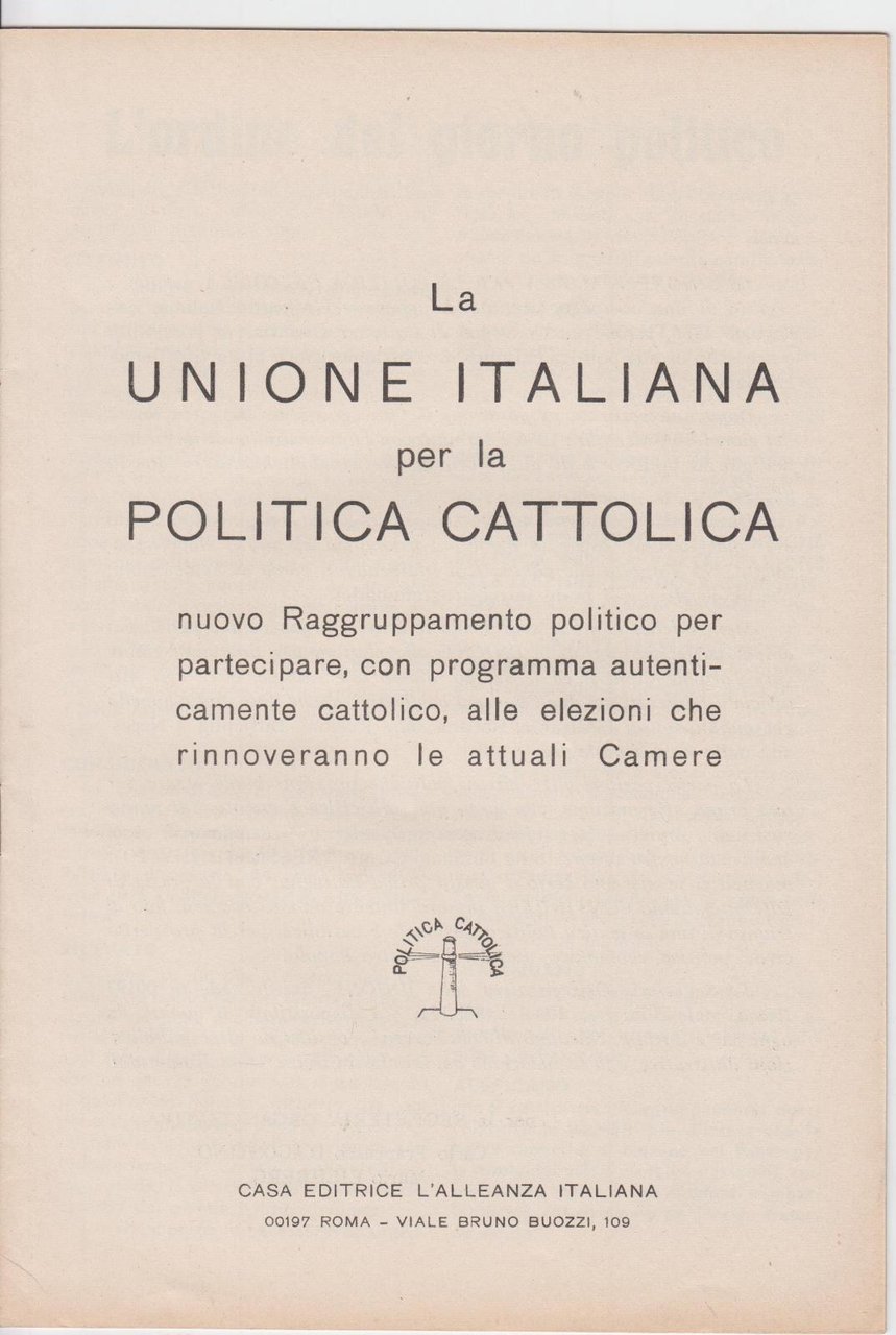 La Unione italiana per la politica Cattolica 1966