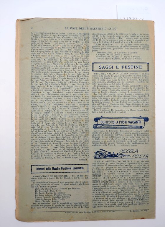 La voce delle maestre d'asilo numero 1 1937