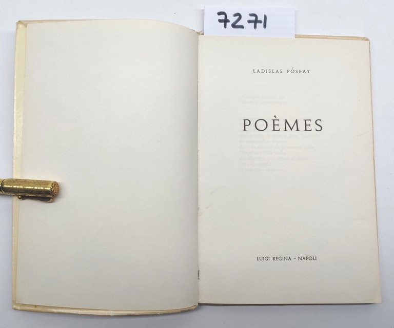 Ladislas Posfay Poemes Luigi Regina 1973 NUMERATO