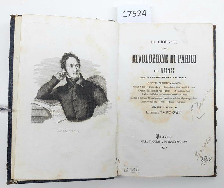 Le giornate della rivoluzione di Parigi del 1848 scritte da una Guardia Nazionale V. Caruso Palermo 1848