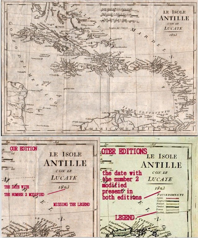 Le Isole Antille Con Le Lucaye-Guthrie, William-1823 C.A.Ed.Sconosciuta -L683