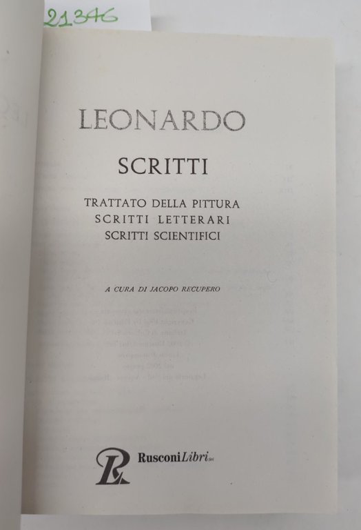 Leonardo da Vinci scritti in tutte le opere trattato della …