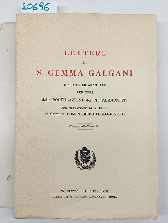Lettere Di S. Gemma Galgani Ristampa dell'ediz. 1941 Ermenegildo Pellegrinetti