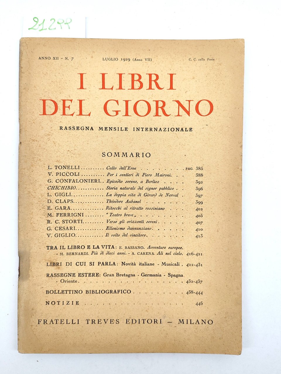 Libri del giorno rassegna mensile internazionale numero 7 luglio 1929