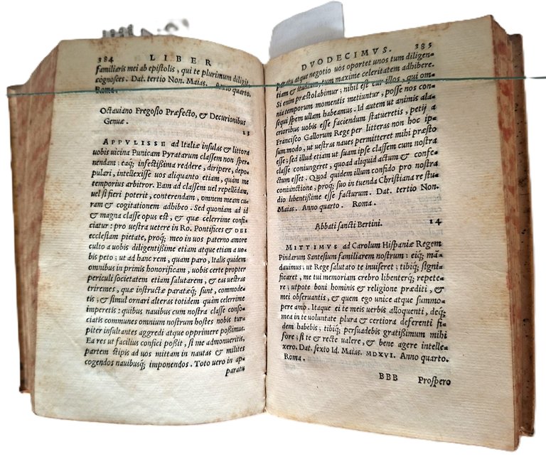 Libro antico Cinquecentina Epistolarum Familiarum, Libri VI Venezia 1552