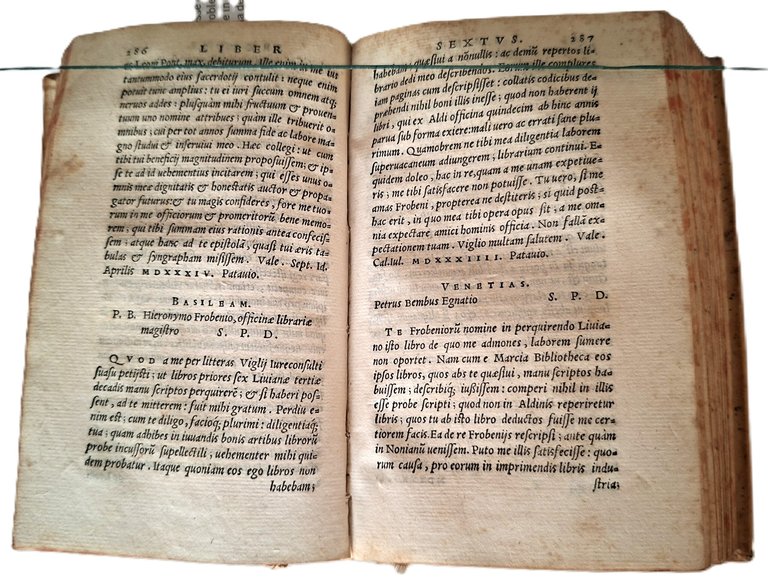 Libro antico Cinquecentina Epistolarum Familiarum, Libri VI Venezia 1552