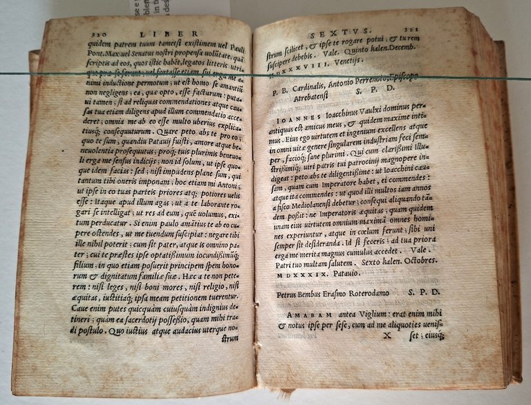 Libro antico Cinquecentina Epistolarum Familiarum, Libri VI Venezia 1552