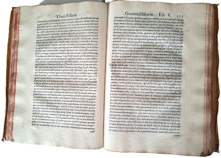 Libro antico Cinquecentina Historiae Genuensium Libri XII Storia di Genova …