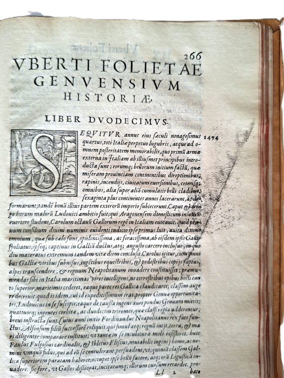 Libro antico Cinquecentina Historiae Genuensium Libri XII Storia di Genova …