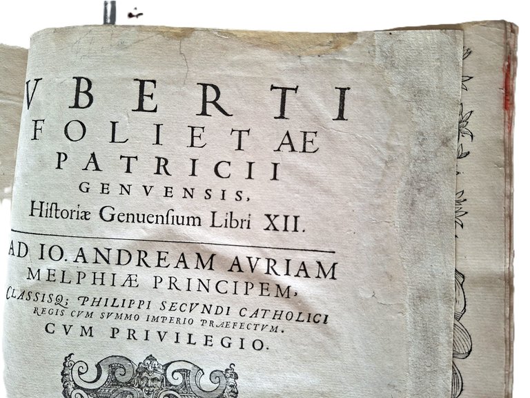 Libro antico Cinquecentina Historiae Genuensium Libri XII Storia di Genova …