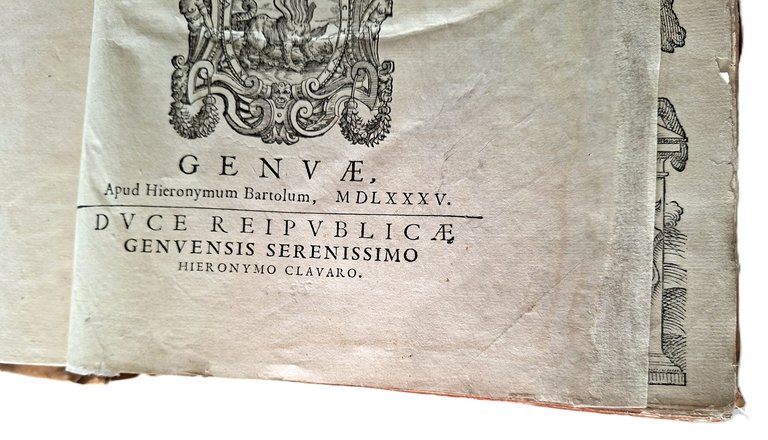 Libro antico Cinquecentina Historiae Genuensium Libri XII Storia di Genova …