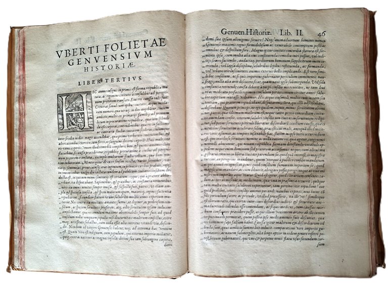 Libro antico Cinquecentina Historiae Genuensium Libri XII Storia di Genova …