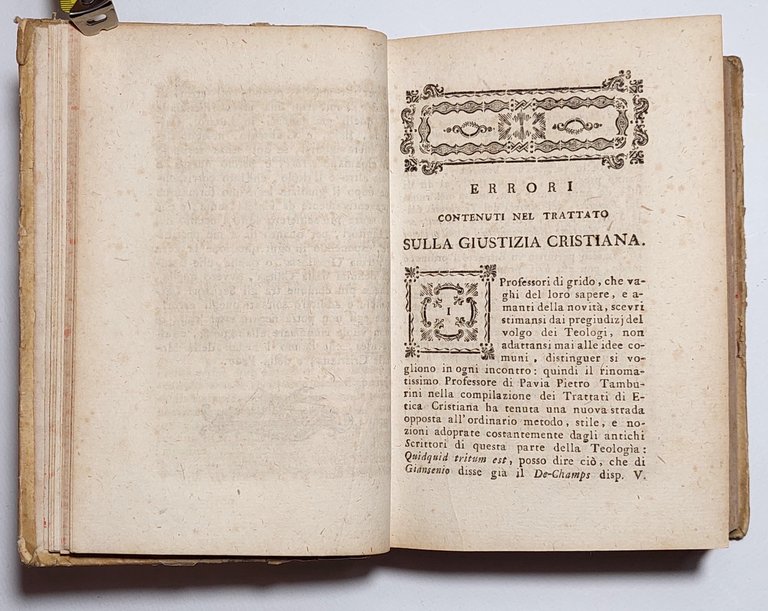 Libro antico Gli errori di Pietro Tamburini 2 tomi + …