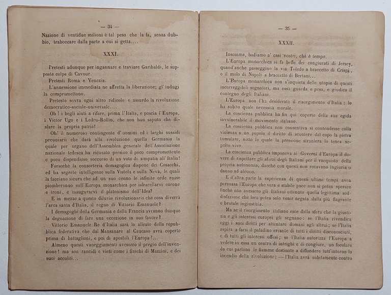 Libro antico Risorgimento Cavour o Garibaldi? dell'avvocato Pier Carlo Boggio …