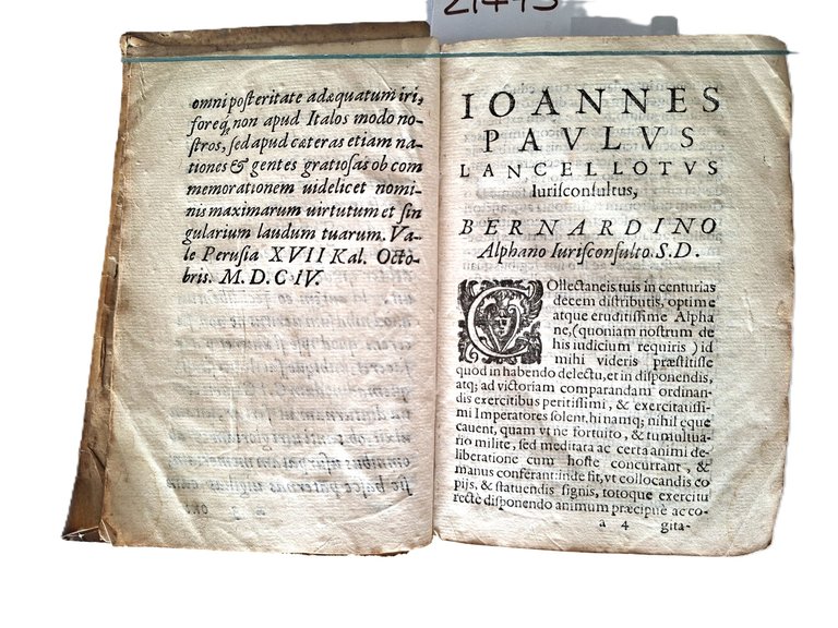 Libro antico Seicentina Collectanea, seu reportata iuris civilis Bernardinus Alphani …