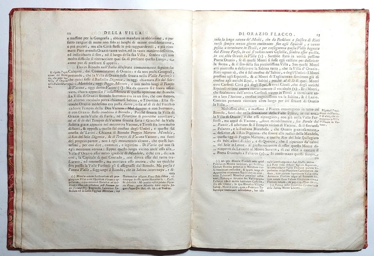 Libro antico settecentina Dissertazione sopra la villa di Orazio Flacco …
