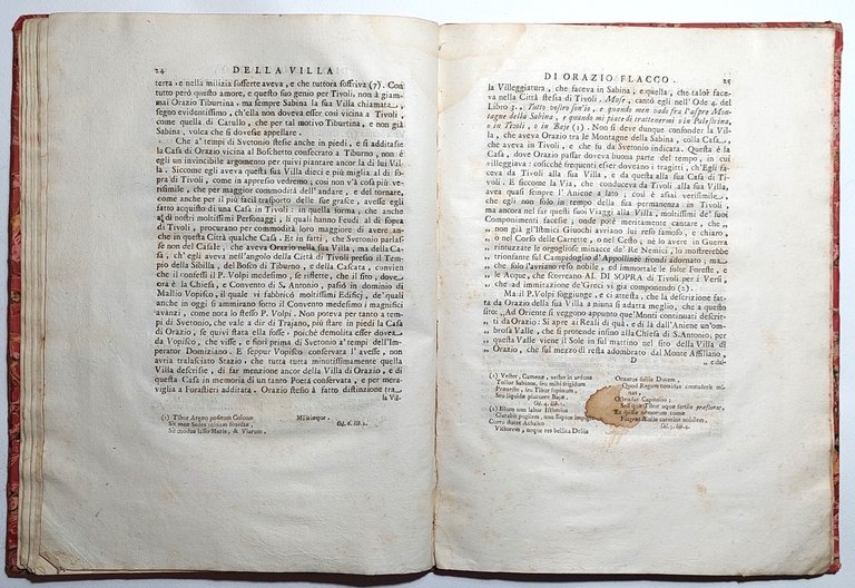 Libro antico settecentina Dissertazione sopra la villa di Orazio Flacco …