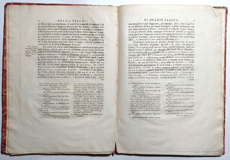 Libro antico settecentina Dissertazione sopra la villa di Orazio Flacco …