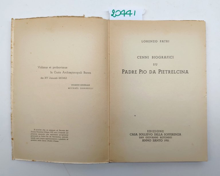 Lorenzo Patri Cenni biografici su Padre Pio da Pietrelcina Edizioni …
