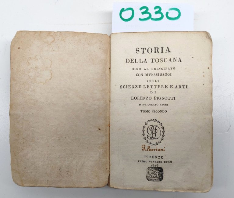 Lorenzo Pignotti Storia Della Toscana Tomo II Firenze G. Ducci …