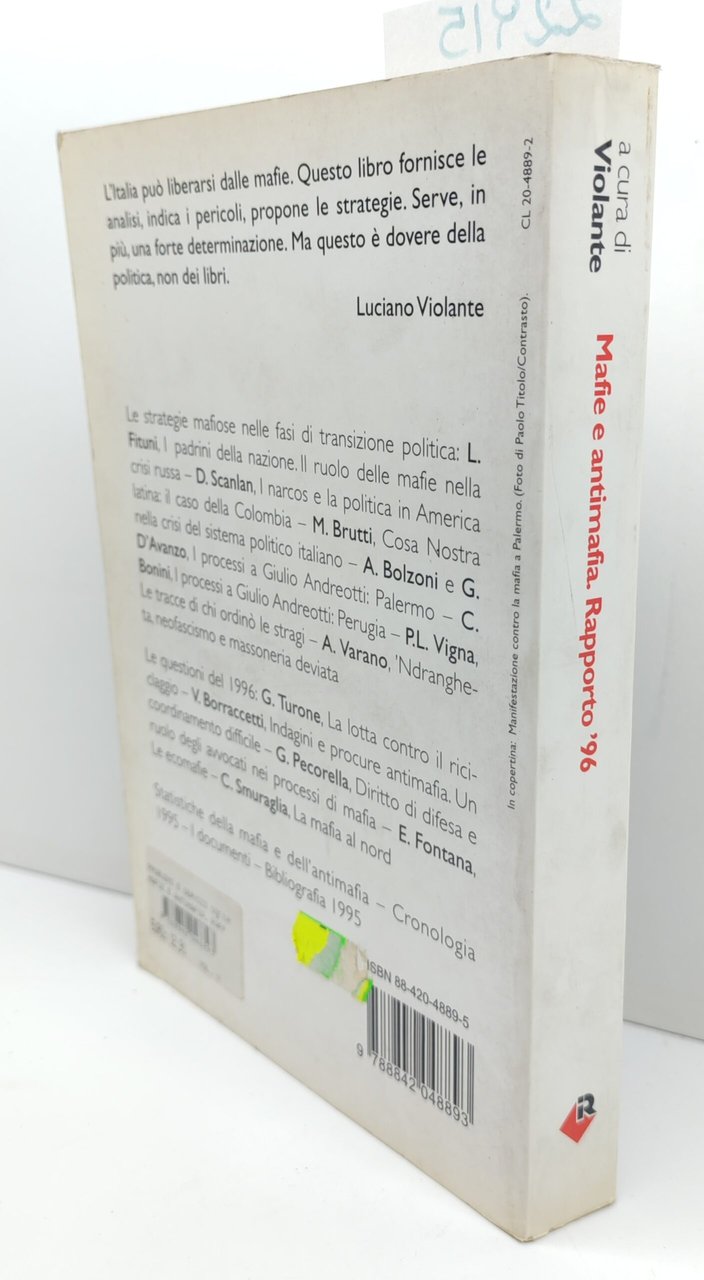 Luciano Violante Mafie e antimafia Rapporto 96 Laterza 1996 | Immagine principale