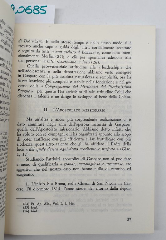 Luigi Contegiacomo San Gaspare Del Bufalo vita personalità carisma Edizioni …