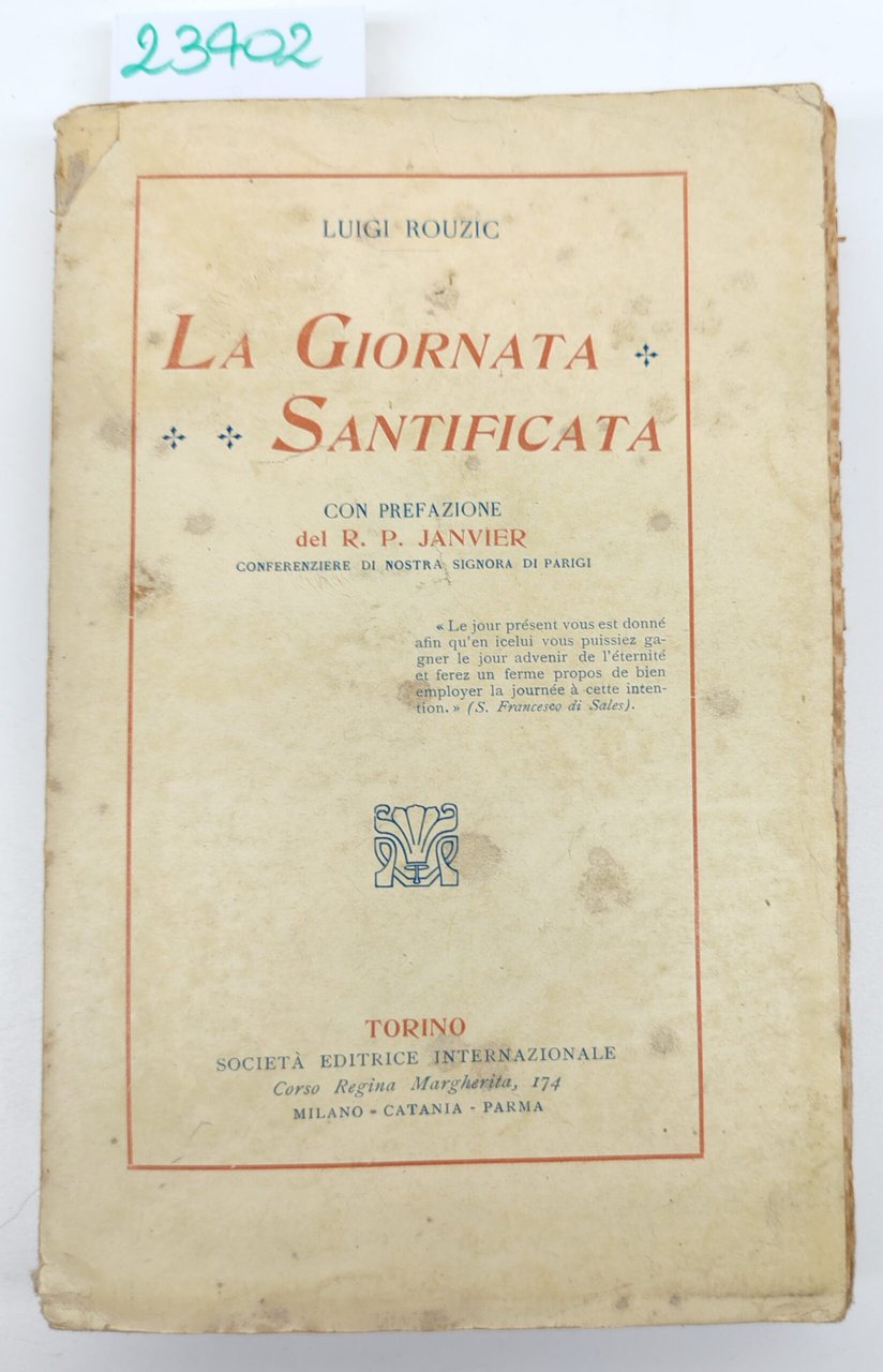 Luigi Rouzic La giornata santificata Torino S.E.I. 1921 | Immagine principale
