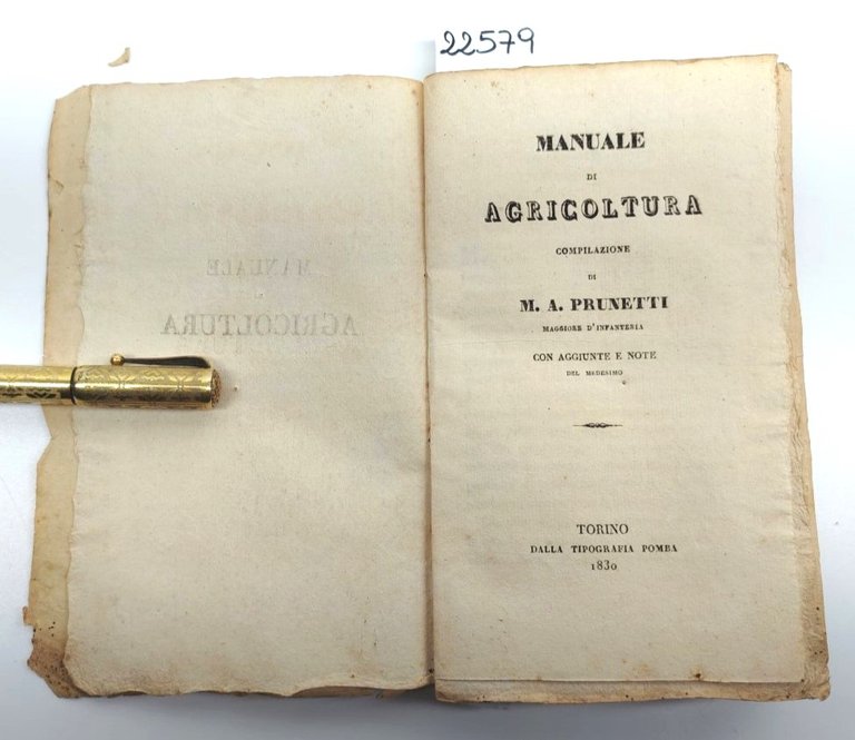 M. A. Brunetti Manuale di agricoltura 1830 Torino Giuseppe Pomba