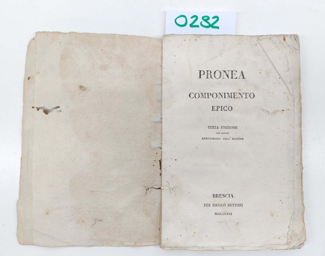 M. Cesarotti Pronea componimento epico 3° edizione con alcune annotazioni …