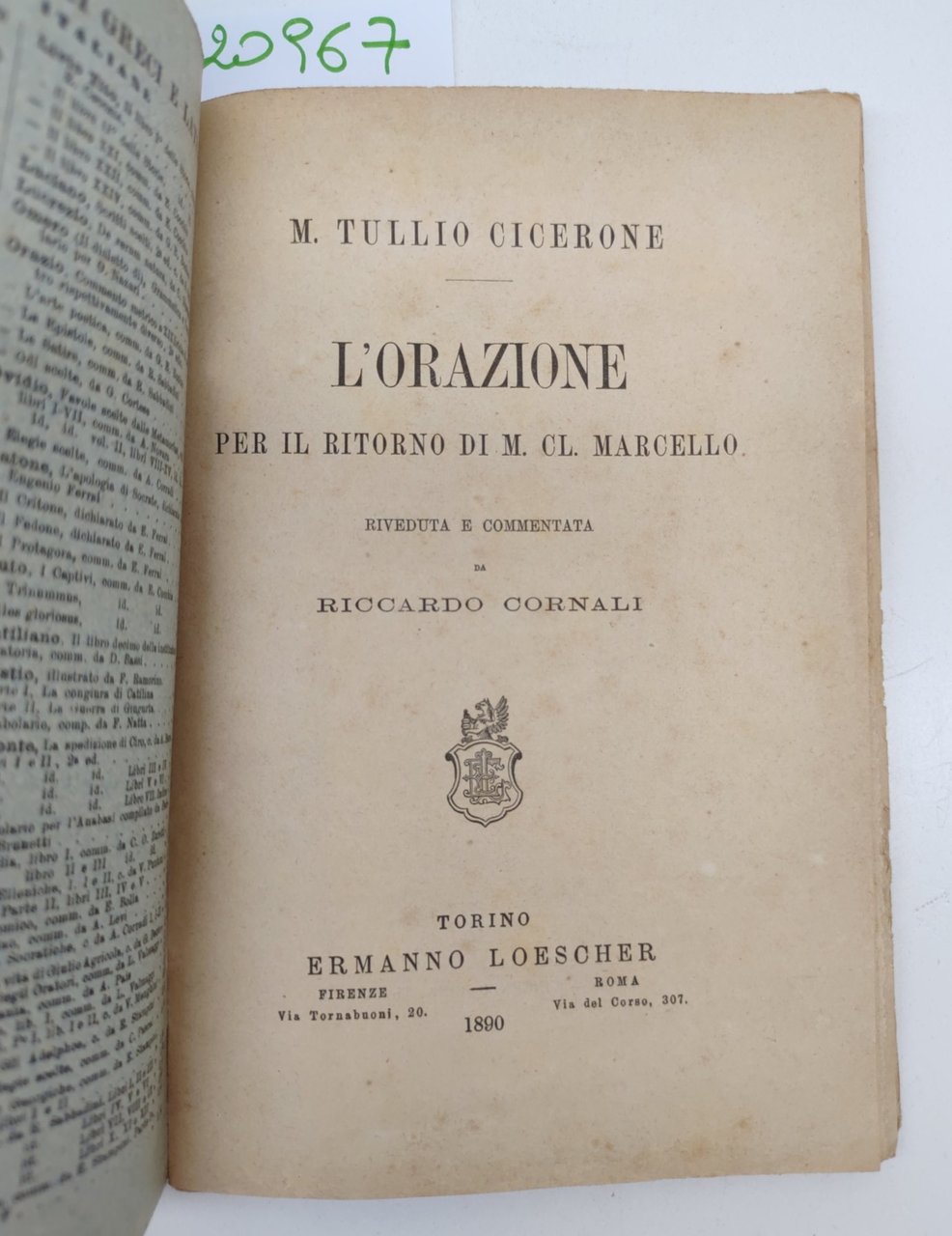 M. Tullio Cicerone L'orazione per il ritorno di M. CL. …
