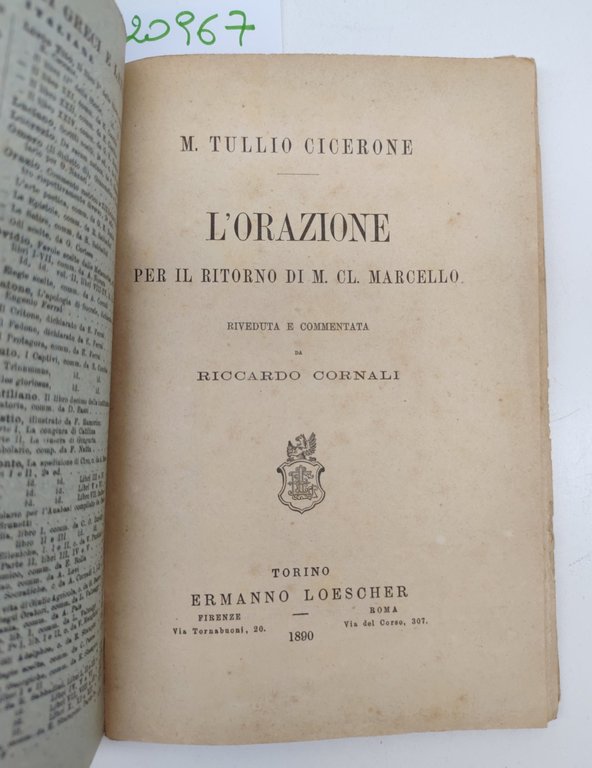 M. Tullio Cicerone L'orazione per il ritorno di M. CL. … | Immagine Gallery 1