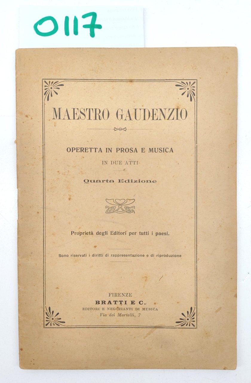 Maestro Gaudenzio Operette in prosa e musica in due atti … | Immagine principale