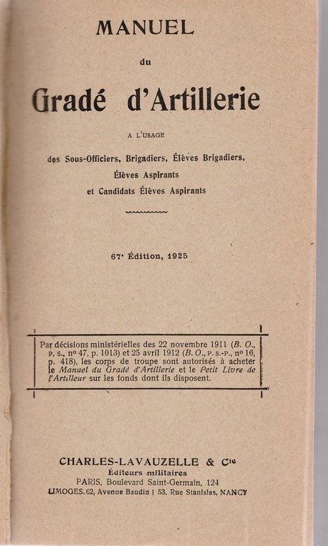 Manuel Du Gradé‚ d'Artillerie A L'usage Des Sous Officiers Brigadiers … | Immagine Gallery 2