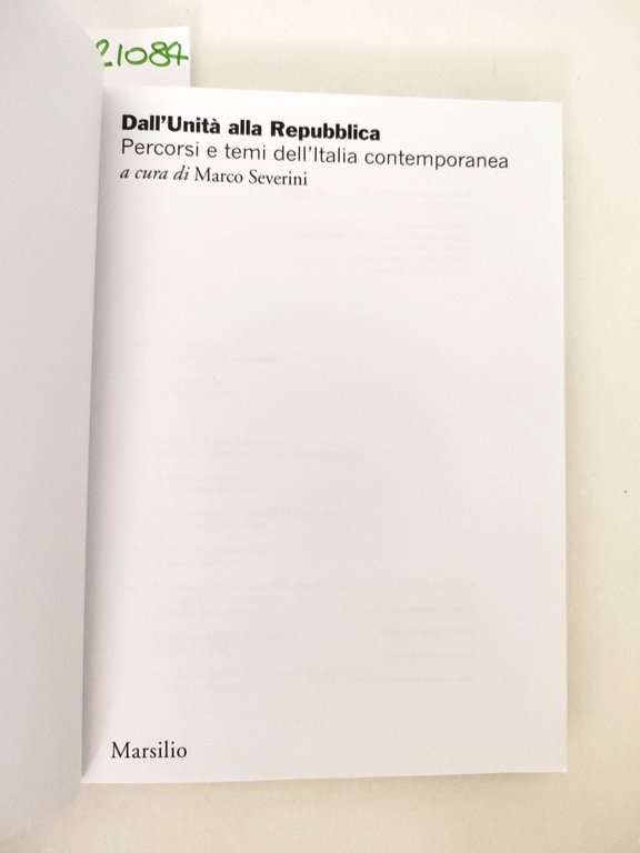 Marco Severini Dall'unità alla Repubblica ricerche Marsilio 1° edizione 2011