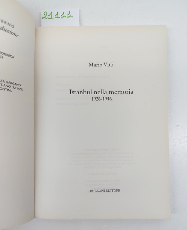 Mario Bitti Istanbul nella memoria 1926-1946 Bulzoni 2010