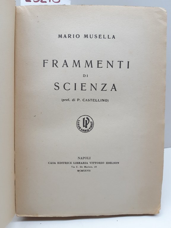 Mario Musella Frammenti di Scienza Napoli Idelson 1927 | Immagine Gallery 4