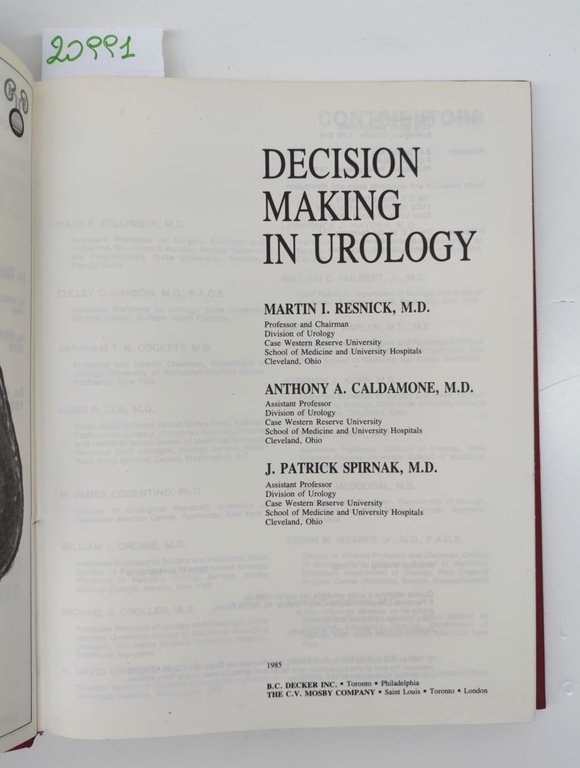 Martin I. Resnick Decision making in urology 1985