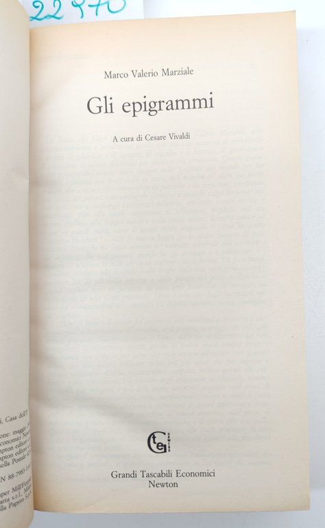 Marziale Gli epigrammi tascabili economici Newton 1° edizione 1993 | Immagine Gallery 2