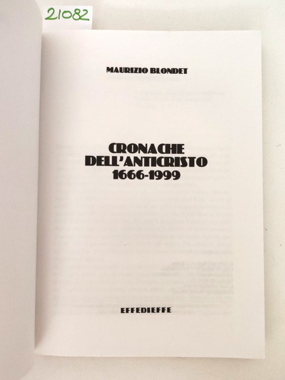 Maurizio Blondet Cronache dell'anticristo FDS 2001