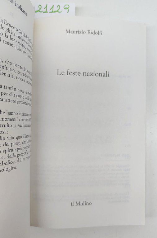 Maurizio Ridolfi Le feste nazionali Il Mulino 2003