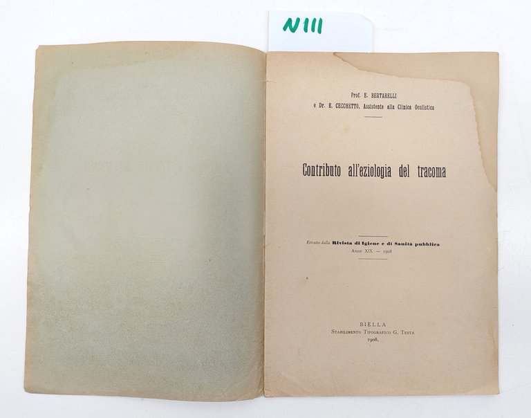 Bertarelli Contributo all’eziologia del tracoma estratto dalla rivista igiene e …