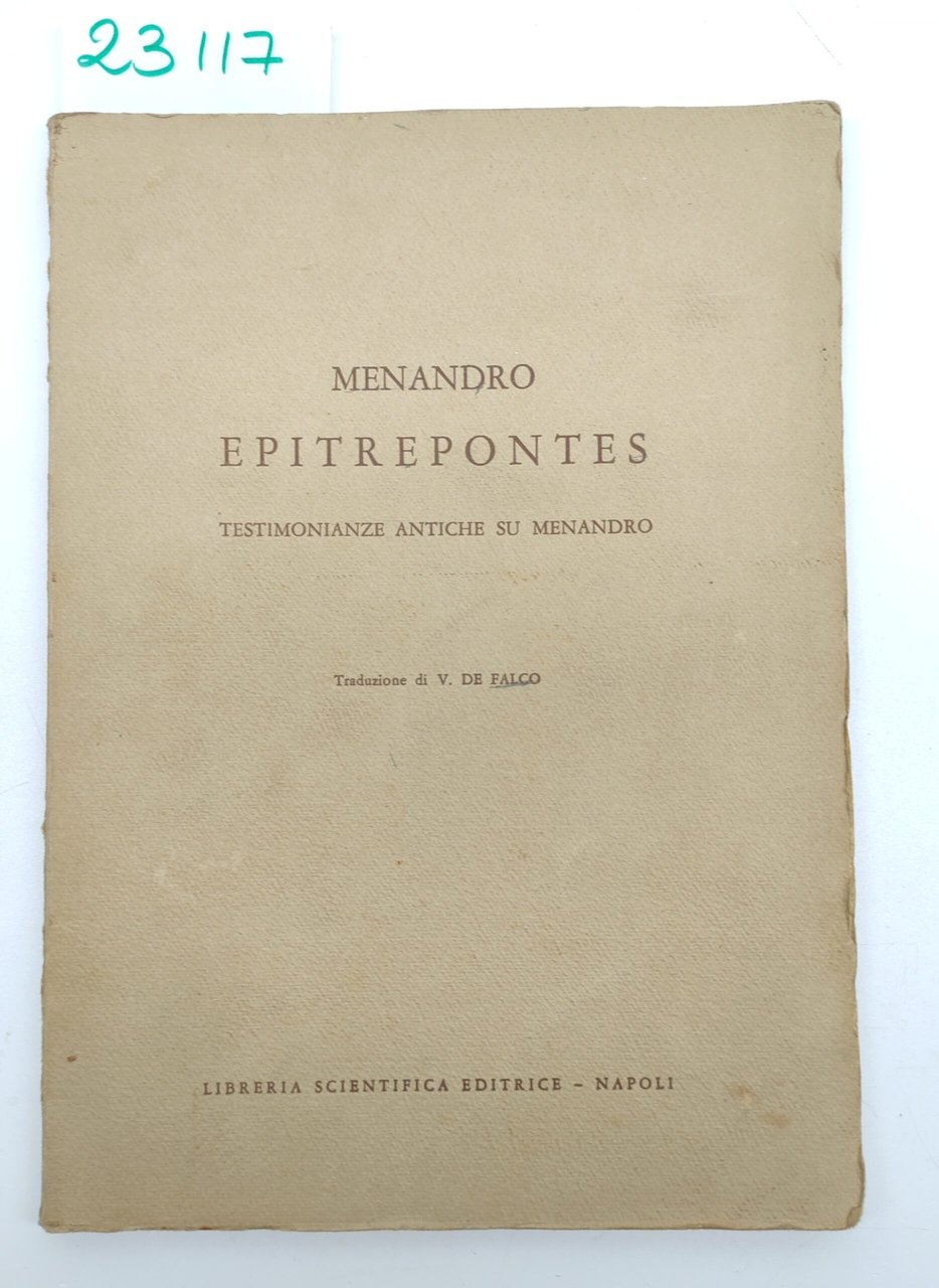 Menandro Epitrepontes testimonianze antiche su Menandro Libreria scientifica editrice senza … | Immagine principale