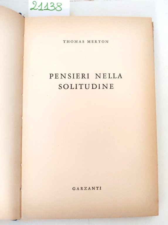 Merton Pensieri nella solitudine Garzanti 1959 2° edizione