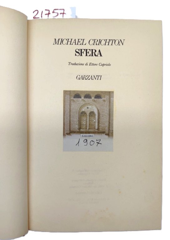 Micheal Crichton Sfera Garzanti 2° edizione 1987