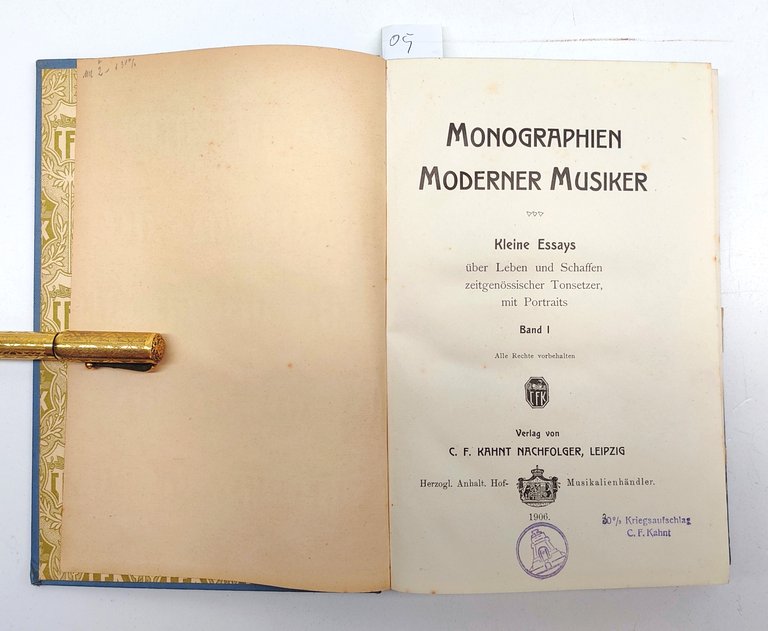 Monographien Moderner Musiker Kleine Essays Leipzig 1906 Vol I