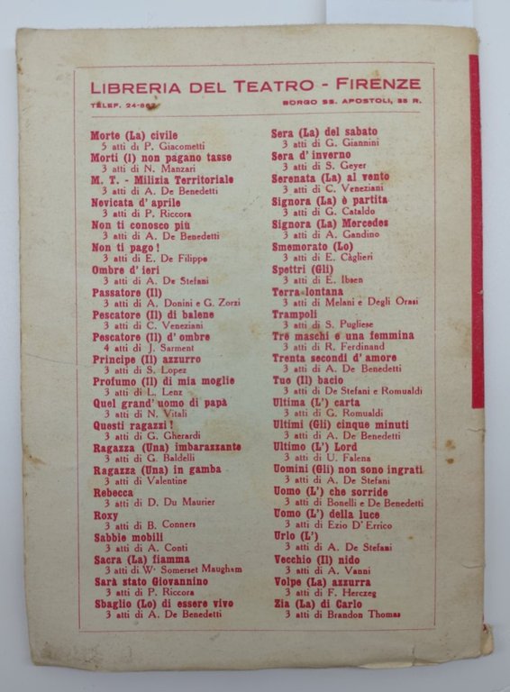 Monologhi Libreria del teatro prima serie senza data