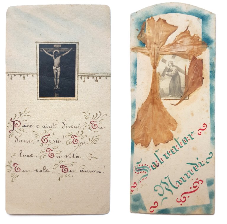 n. 2 santini holy card manufatto La croce di Gesù …